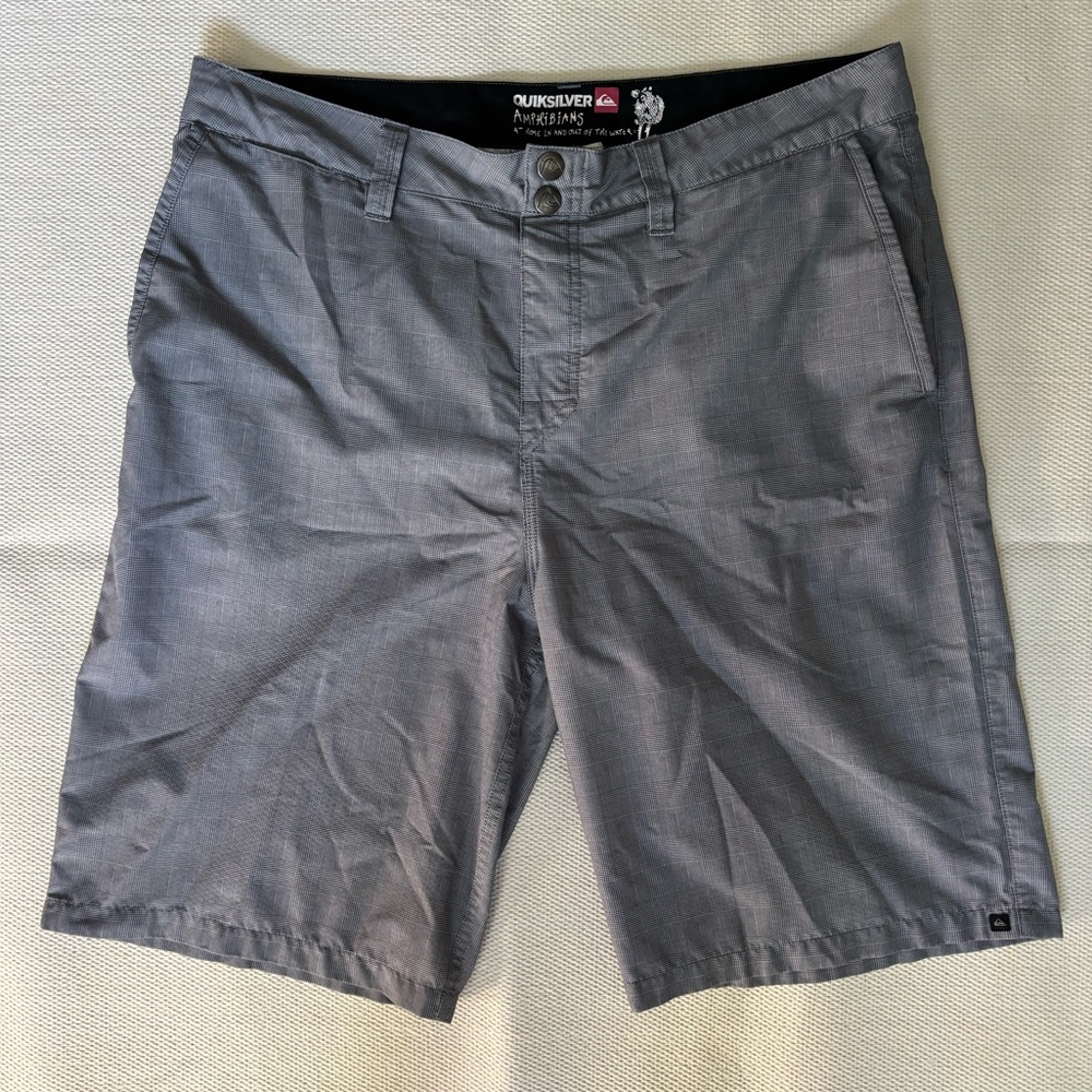 Quicksilver Amphibians Board Shorts Swim Trunks Gray 36 Light Quick-Dry Beach